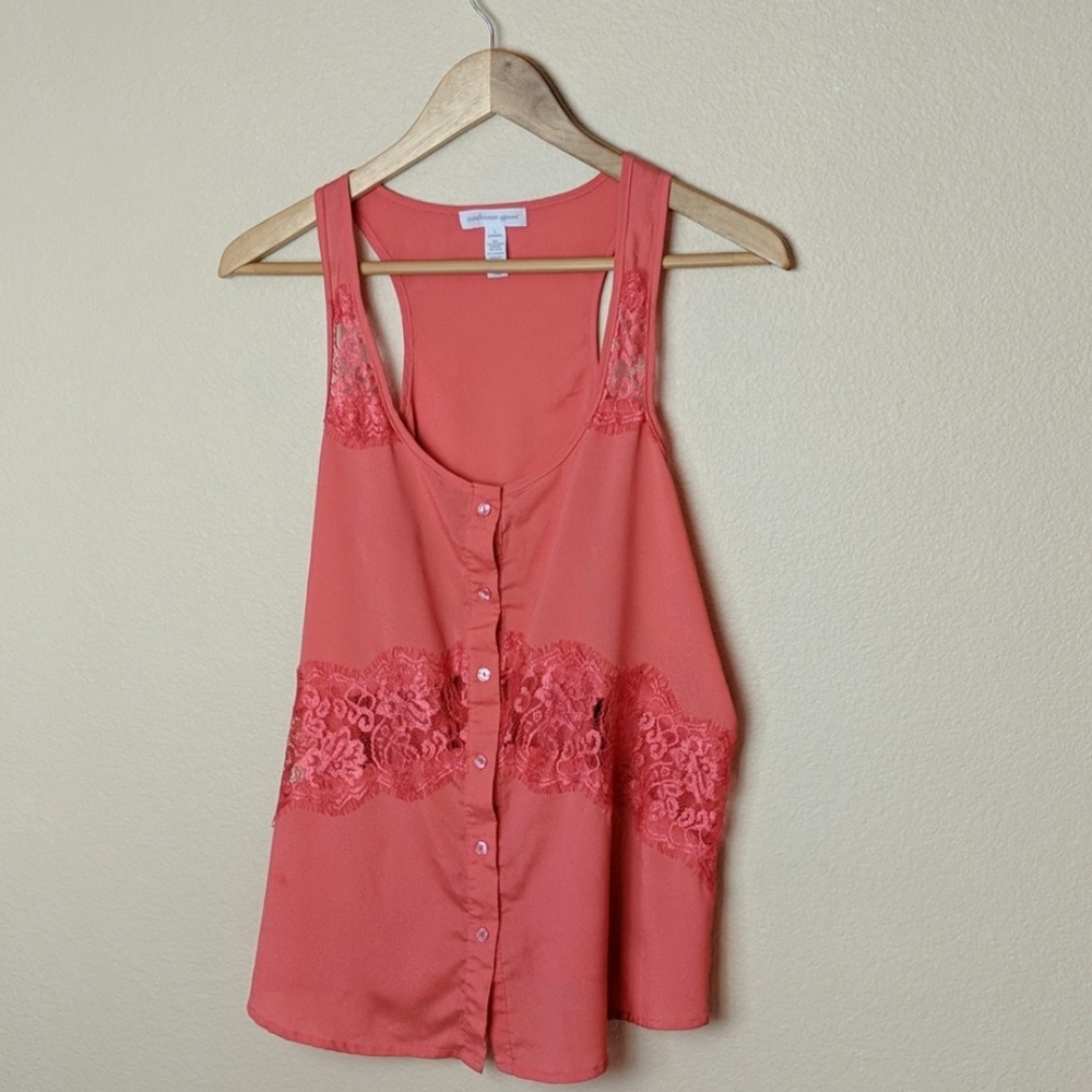 Pink laced tank top
